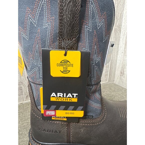 Ariat Big Rig Composite Toe Work Boots Mens Size 7.5 EE Wide Waterproof Leather - Picture 8 of 15